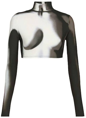 (W) 발망 FW22 페인트 스플래터 슬림핏 하이넥 크롭탑 여성용 그레이 YF0AO195JE21EAB Order (W) 발망 FW22 페인트 스플래터 슬림핏 하이넥 크롭탑 여성용 그레이 YF0AO195JE21EAB