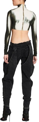 (W) 발망 FW22 페인트 스플래터 슬림핏 하이넥 크롭탑 여성용 그레이 YF0AO195JE21EAB Shop (W) 발망 FW22 페인트 스플래터 슬림핏 하이넥 크롭탑 여성용 그레이 YF0AO195JE21EAB