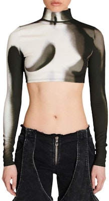 (W) 발망 FW22 페인트 스플래터 슬림핏 하이넥 크롭탑 여성용 그레이 YF0AO195JE21EAB Purchase (W) 발망 FW22 페인트 스플래터 슬림핏 하이넥 크롭탑 여성용 그레이 YF0AO195JE21EAB