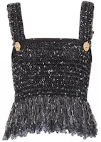 (Women) BALMAIN FW23 Black Cropped Tank Top with Zipper Detail CF1AA011-KF46-EAD (Women) BALMAIN FW23 Black Cropped Tank Top with Zipper Detail CF1AA011-KF46-EAD