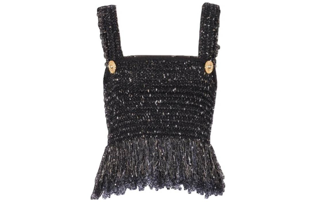 Order (W) 巴尔曼 FW23 黑色拉链细节短款背心 CF1AA011-KF46-EAD