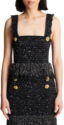 (W) 巴尔曼 FW23 黑色拉链细节短款背心 CF1AA011-KF46-EAD Shop (W) 巴尔曼 FW23 黑色拉链细节短款背心 CF1AA011-KF46-EAD