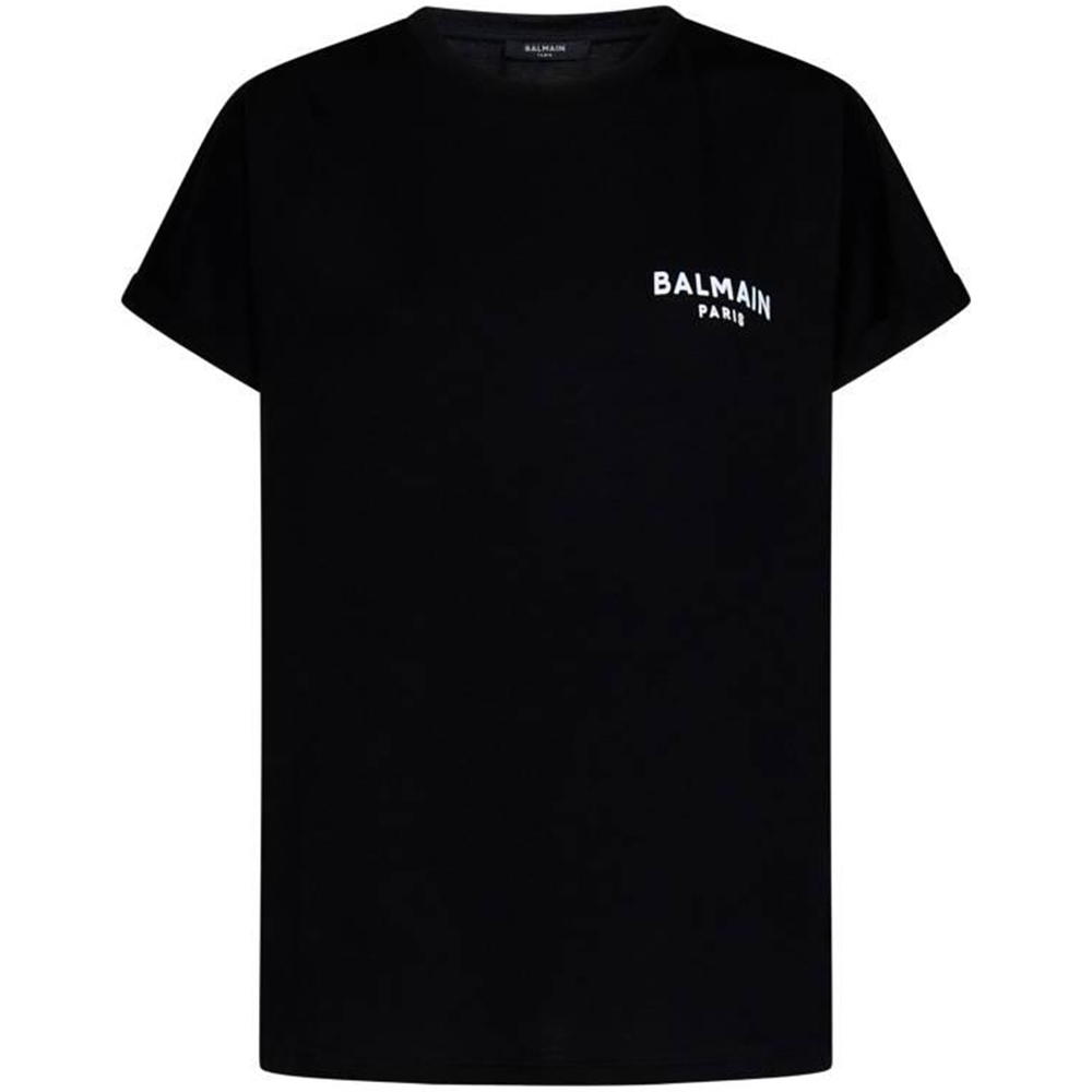 (Women) BALMAIN FW23  Black Logo Print Crewneck Regular Fit T-Shirt BF1EF010-BB01-EAB