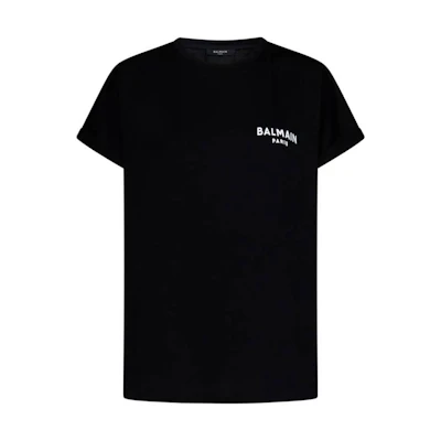 (Women) BALMAIN FW23 Black Logo Print Crewneck Regular Fit T-Shirt BF1EF010-BB01-EAB