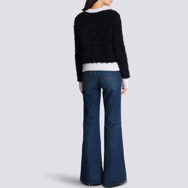 Shop (W) 巴尔曼 FW23 对比色针织开衫 黑色 BF0KL125KF19-EER