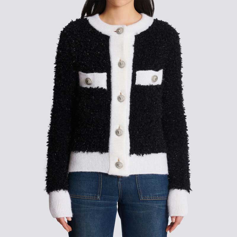 Details for (W) 巴尔曼 FW23 对比色针织开衫 黑色 BF0KL125KF19-EER