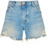 Order (W) 巴尔曼FW23蓝色徽标刺绣中腰破洞牛仔短裤 CF1MA120-DE04-6FF