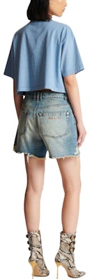 (W) 巴尔曼FW23蓝色徽标刺绣中腰破洞牛仔短裤 CF1MA120-DE04-6FF Purchase (W) 巴尔曼FW23蓝色徽标刺绣中腰破洞牛仔短裤 CF1MA120-DE04-6FF