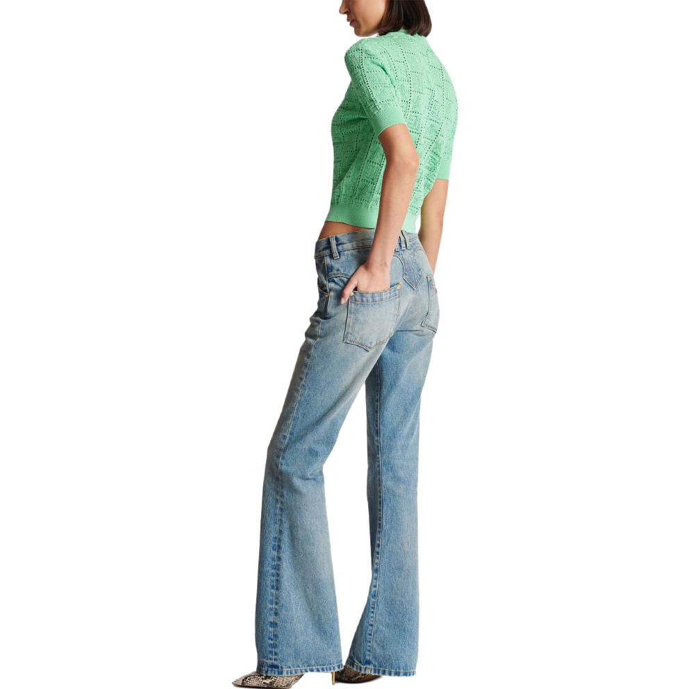 (Women) BALMAIN FW23  Green Knitted Crewneck Tee with Embossed Design. CF1AI091-KF97-7DF 圖 5