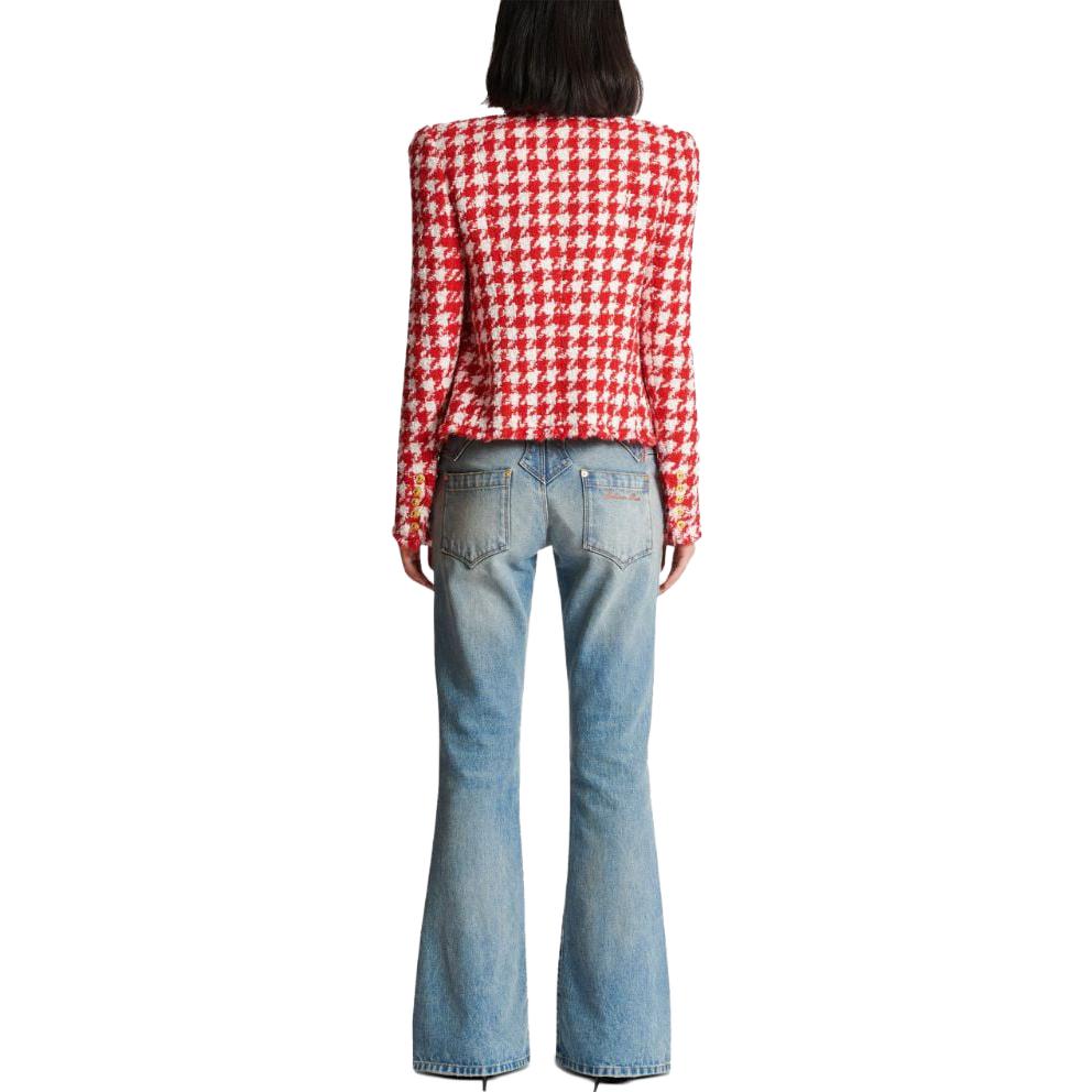 Shop (W) 巴尔曼 FW23 红色千鸟格双排扣夹克 CF1SK450-XG85-MAIF