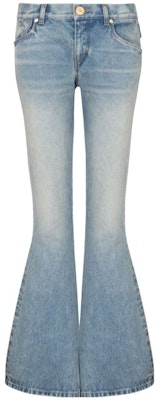 (W) BALMAIN FW23 Seluar Jeans Flared Biru Rendah dengan Sulaman Logo CF1MJ120-DE04-6FF Order (W) BALMAIN FW23 Seluar Jeans Flared Biru Rendah dengan Sulaman Logo CF1MJ120-DE04-6FF