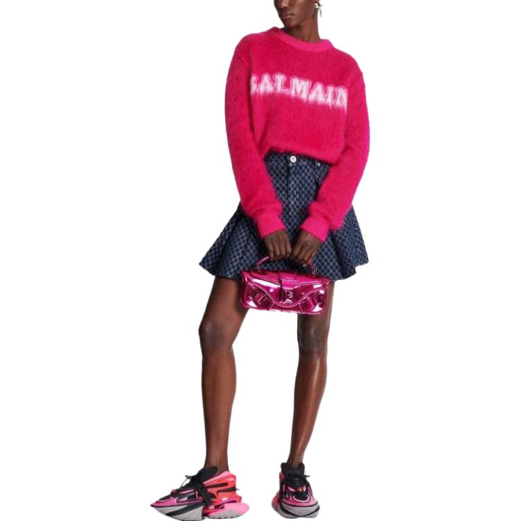 Shop (W) 발망 FW23 핑크 니트 스웨터 레터 로고 디자인. BF0KD025-KF38-OFV