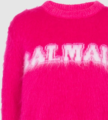 (W) 발망 FW23 핑크 니트 스웨터 레터 로고 디자인. BF0KD025-KF38-OFV Sizing (W) 발망 FW23 핑크 니트 스웨터 레터 로고 디자인. BF0KD025-KF38-OFV