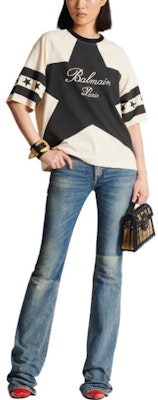 (W) BALMAIN FW23 經典星星米色寬鬆短袖T恤. CF1EG085-GD32-GOT Lookbook (W) BALMAIN FW23 經典星星米色寬鬆短袖T恤. CF1EG085-GD32-GOT