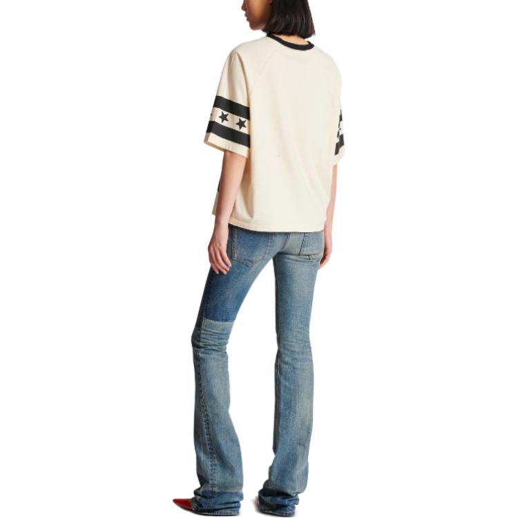 Shop (W) BALMAIN FW23 經典星星米色寬鬆短袖T恤. CF1EG085-GD32-GOT