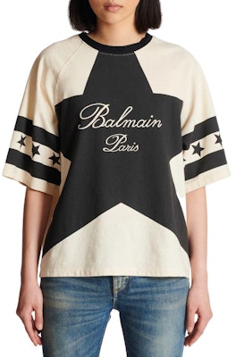 (W) BALMAIN FW23 經典星星米色寬鬆短袖T恤. CF1EG085-GD32-GOT Details for (W) BALMAIN FW23 經典星星米色寬鬆短袖T恤. CF1EG085-GD32-GOT