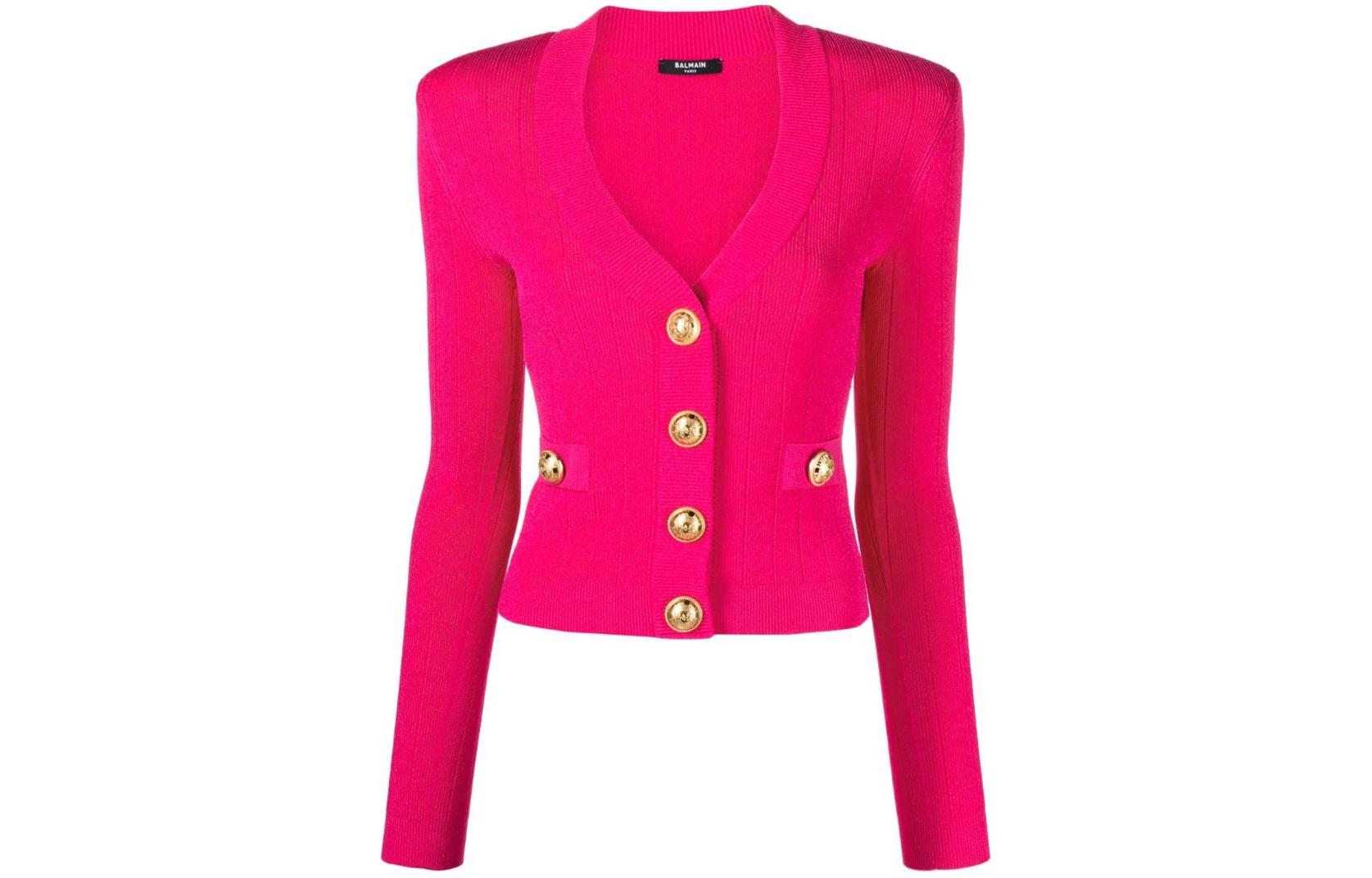 (Women) BALMAIN FW23  Slim Fit Single-Breasted Knit Cardigan CF1KL007-KB07-4DK