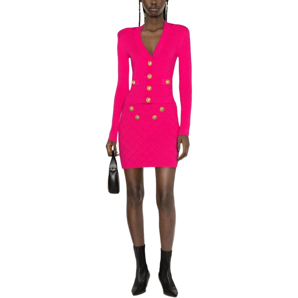 Lookbook (W) 巴尔曼 FW23 修身单排扣针织开衫 CF1KL007-KB07-4DK