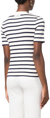 (W) BALMAIN FW23 條紋印花短袖圓領T恤 白色 BF1EF08077JG-PWG Shop (W) BALMAIN FW23 條紋印花短袖圓領T恤 白色 BF1EF08077JG-PWG