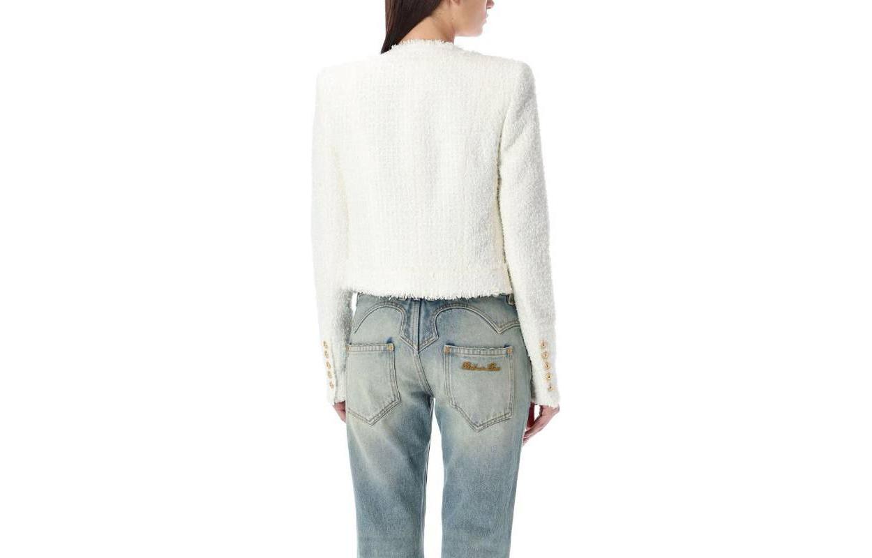 Lookbook (W) 巴尔曼 FW23 白色短款长袖夹克. CF1SK595XF91-0FA