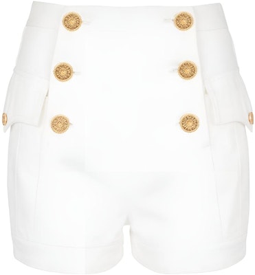(W) 巴爾曼 FW23 女士高腰雙排扣白色牛仔短褲 CF1MA012DB69-0FA Buy (W) 巴爾曼 FW23 女士高腰雙排扣白色牛仔短褲 CF1MA012DB69-0FA