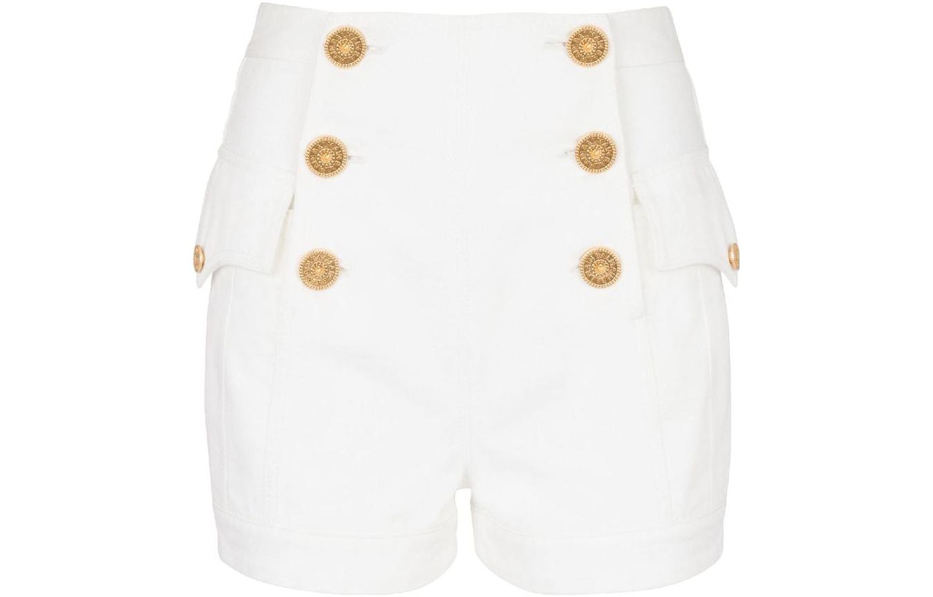 Order (W) 巴爾曼 FW23 女士高腰雙排扣白色牛仔短褲 CF1MA012DB69-0FA