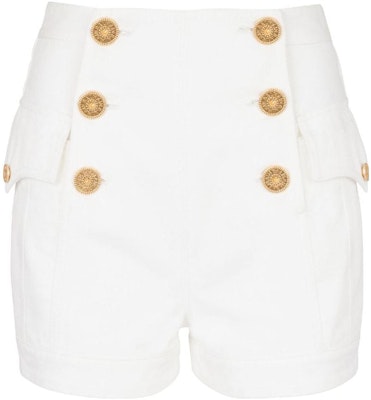 (W) 巴爾曼 FW23 女士高腰雙排扣白色牛仔短褲 CF1MA012DB69-0FA Order (W) 巴爾曼 FW23 女士高腰雙排扣白色牛仔短褲 CF1MA012DB69-0FA
