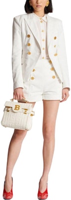 (W) 巴爾曼 FW23 女士高腰雙排扣白色牛仔短褲 CF1MA012DB69-0FA Lookbook (W) 巴爾曼 FW23 女士高腰雙排扣白色牛仔短褲 CF1MA012DB69-0FA