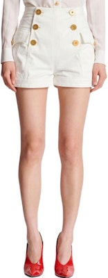 (W) 巴爾曼 FW23 女士高腰雙排扣白色牛仔短褲 CF1MA012DB69-0FA Shop (W) 巴爾曼 FW23 女士高腰雙排扣白色牛仔短褲 CF1MA012DB69-0FA