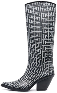 BALMAIN巴爾曼 橡膠 logo提花 高筒靴 10cm 女款 黑白色 Buy BALMAIN巴爾曼 橡膠 logo提花 高筒靴 10cm 女款 黑白色