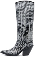 (Women) Balmain High-Top Boots 'Black and White Logo Jacquard' WN1TG661KRMTGFE (Women) Balmain High-Top Boots 'Black and White Logo Jacquard' WN1TG661KRMTGFE