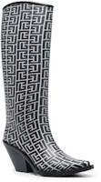 Order (Women) Balmain High-Top Boots 'Black and White Logo Jacquard' WN1TG661KRMTGFE