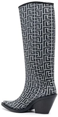 (Women) Balmain High-Top Boots 'Black and White Logo Jacquard' WN1TG661KRMTGFE Lookbook (Women) Balmain High-Top Boots 'Black and White Logo Jacquard' WN1TG661KRMTGFE