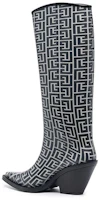 Lookbook (Women) Balmain High-Top Boots 'Black and White Logo Jacquard' WN1TG661KRMTGFE