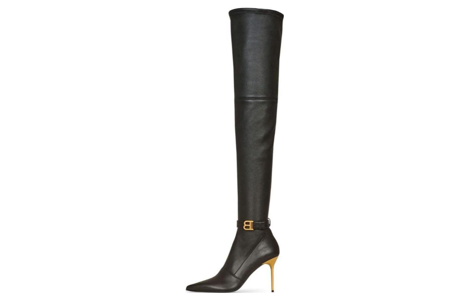 (Women) Balmain High-Top Boots 'Black Leather' YN1TB568LSNA0PA