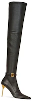 Shop BALMAIN巴爾曼 皮革 百搭簡約 高筒靴 9.5cm 女款 黑色
