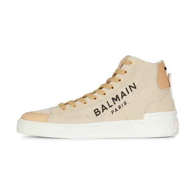 (W) Balmain High-Top Sneakers 'Beige Logo Print'