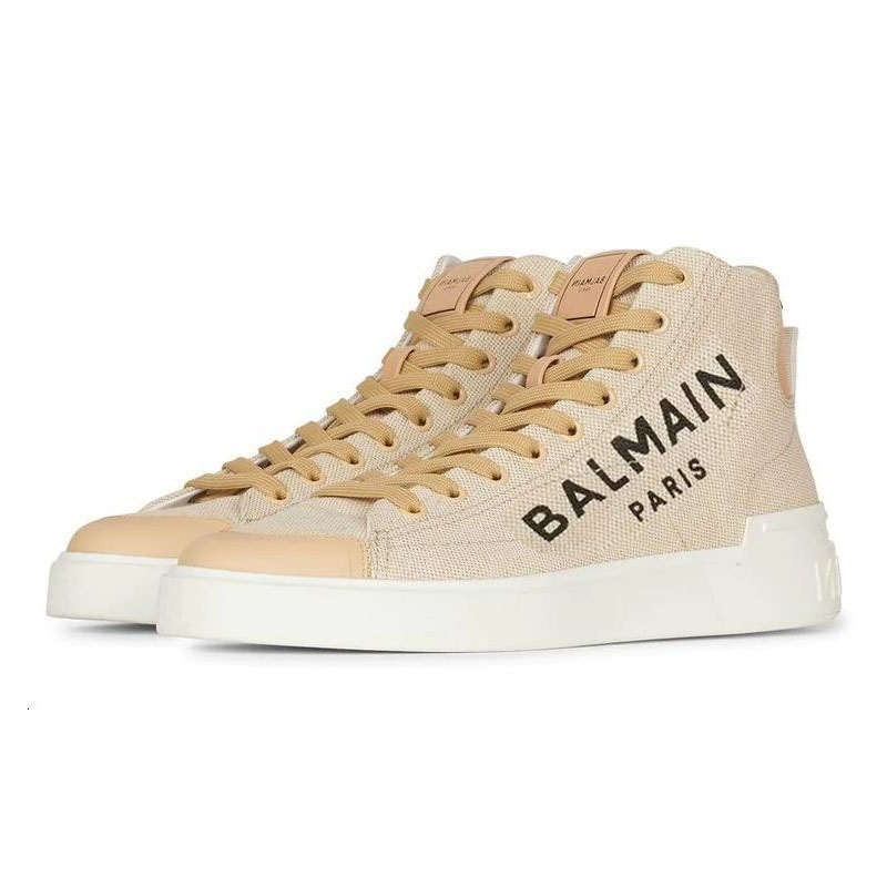 (W) Balmain High-Top Sneakers 'Beige Logo Print' 圖 2