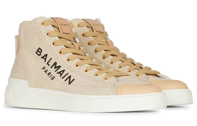 (W) Balmain High-Top Sneakers 'Beige Logo Print' 圖 3