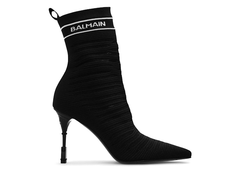 (Women) Balmain High Heel Intarsia Knit Boots 'Black' AN0TA855TKWH0PA
