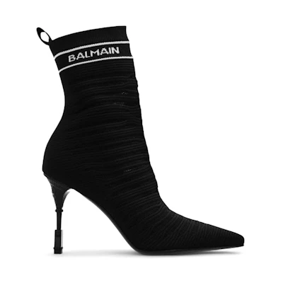 (W) Balmain High Heel Intarsia Knit Boots 'Black'