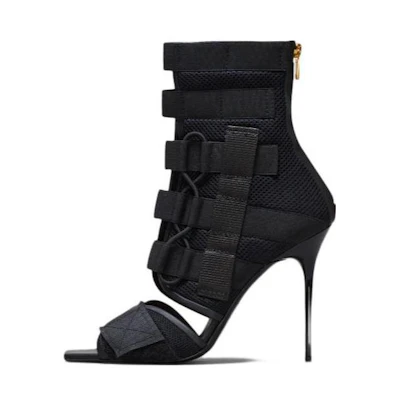 (W) Balmain High Heel Sandal 'Black Mesh Velcro'