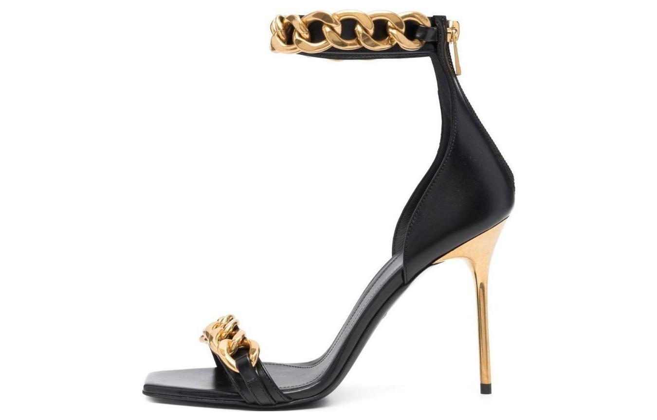 (W) Balmain High Heel Sandals 'Black Chain Detail'