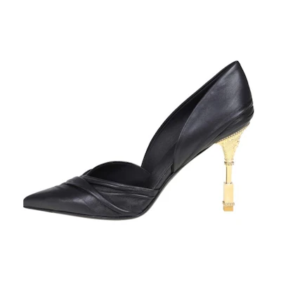 (W) Balmain High Heeled Ankle Boots 'Black Leather Fashion'