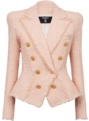 (W) 巴尔曼 Jolie Madame 粉色双排扣短款女式粗花呢外套 CF1SI206-XF91-0DX Buy (W) 巴尔曼 Jolie Madame 粉色双排扣短款女式粗花呢外套 CF1SI206-XF91-0DX