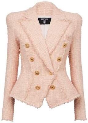 (W) 巴尔曼 Jolie Madame 粉色双排扣短款女式粗花呢外套 CF1SI206-XF91-0DX Order (W) 巴尔曼 Jolie Madame 粉色双排扣短款女式粗花呢外套 CF1SI206-XF91-0DX