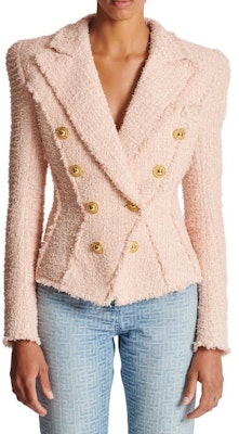 (W) 巴尔曼 Jolie Madame 粉色双排扣短款女式粗花呢外套 CF1SI206-XF91-0DX Lookbook (W) 巴尔曼 Jolie Madame 粉色双排扣短款女式粗花呢外套 CF1SI206-XF91-0DX