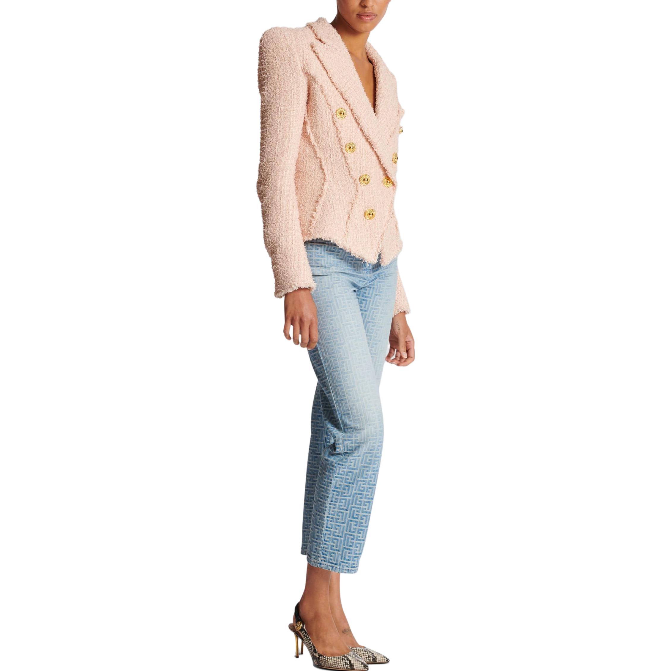 Details for (W) 巴尔曼 Jolie Madame 粉色双排扣短款女式粗花呢外套 CF1SI206-XF91-0DX