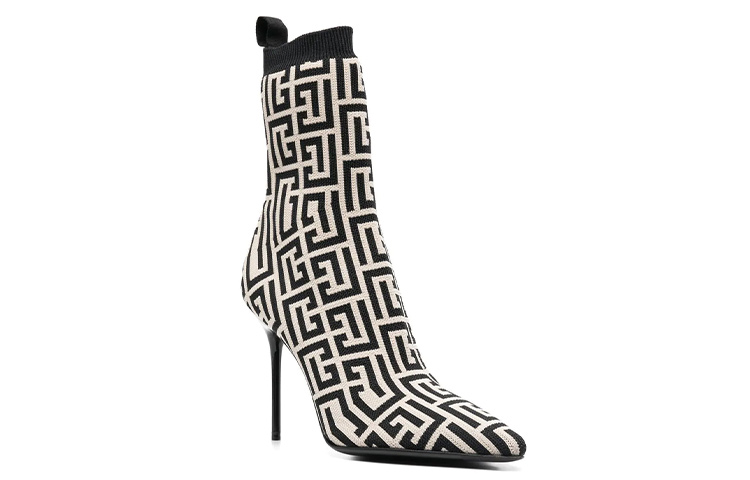 (W) Balmain Knit Ankle Boot 'Black White Jacquard' 圖 2