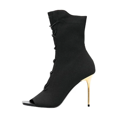 (W) Balmain Knit High-Heel Ankle Boots 'Black Fashion'
